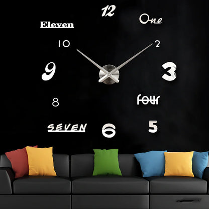 25-inch black solar wall clock with laser-engraved numbers and European round design