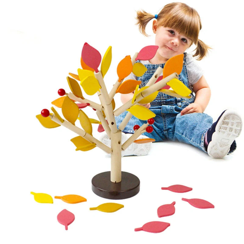 DIY Wooden Leaf Tree Building Blocks for children's sensory development