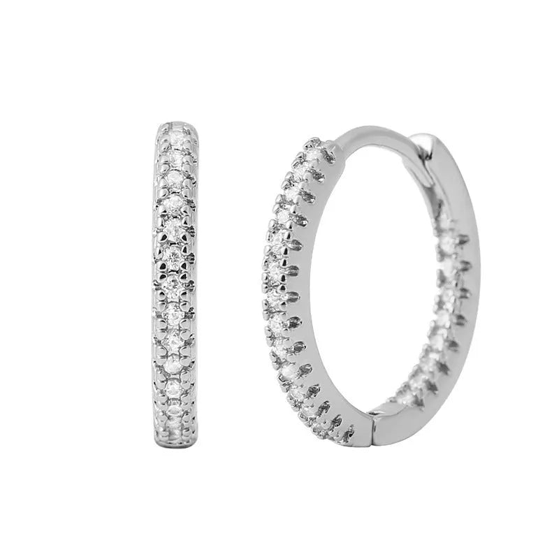 Circle Female Earrings Ear Clip Multicolor Zircon Elegant in various colors