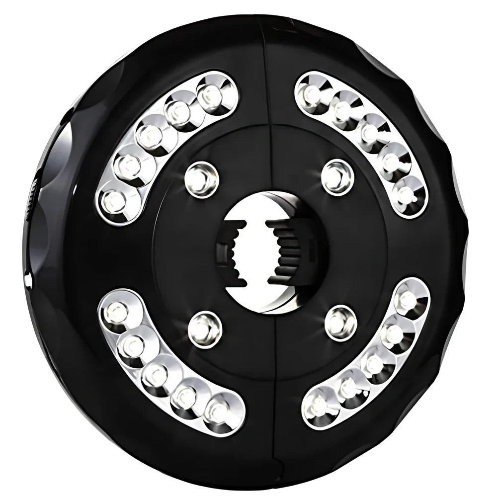 Detachable umbrella camping light with Roman illumination pattern and magnetic mounting system