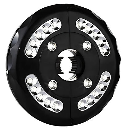 Detachable umbrella camping light with Roman illumination pattern and magnetic mounting system