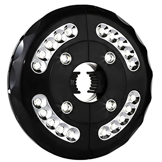 Detachable umbrella camping light with Roman illumination pattern and magnetic mounting system