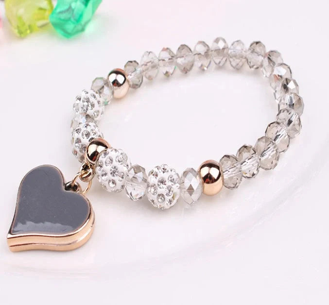 Stylish Elastic Crystal Heart Bracelet with adjustable elastic band and sparkling crystals
