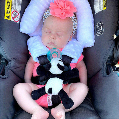 Baby car safety head support pillow and seat belt covers in various colors