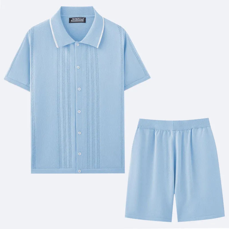 Women's khaki coloured short sleeve knit top and matching shorts, a Tencel viscose two-piece casual set.