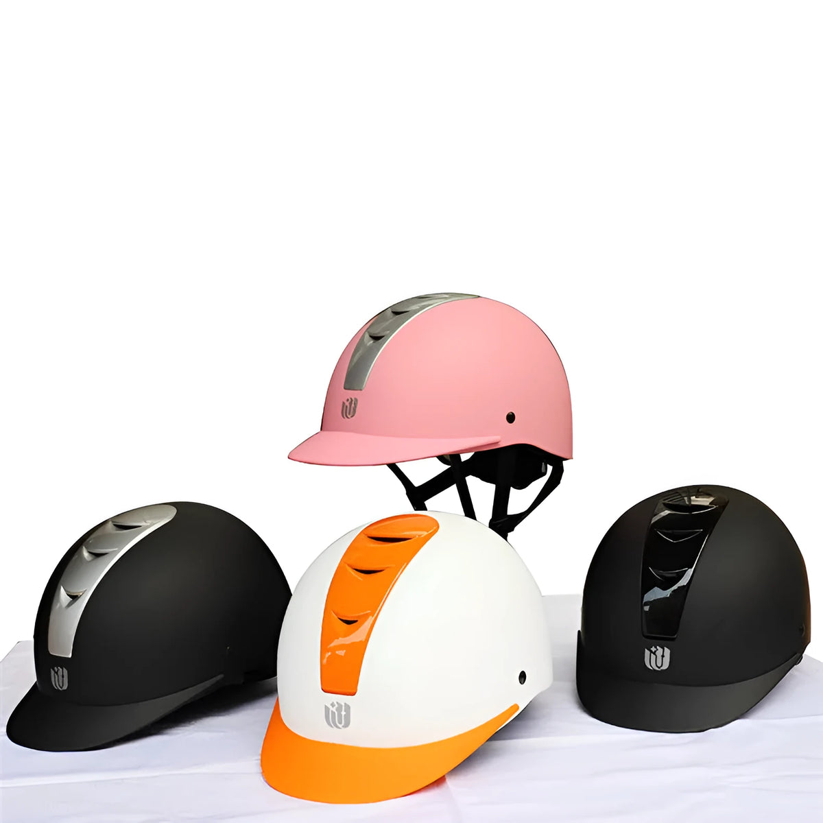 Equestrian helmet for horse riding in Bright Black colour, shown with ABS shell.