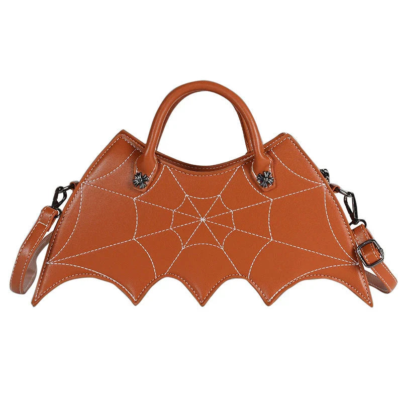 Stylish Halloween spider web crossbody bag in various colors, including black, white, brown, pink, and purple
