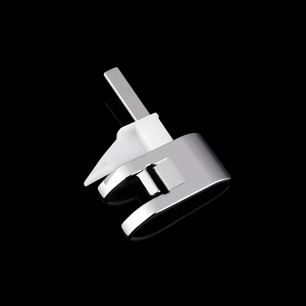 Regular sewing machine presser foot with red border guide for precise quilting seam measurements