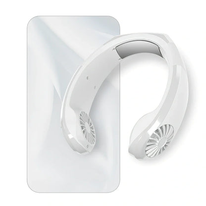 NEXFAN neck fan with dual batteries and cooling wafers measuring 18.2x20x6cm