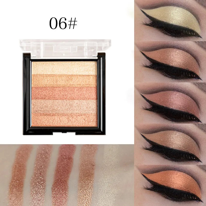 Highlight eye shadow plate for brightening and contouring with six colour options