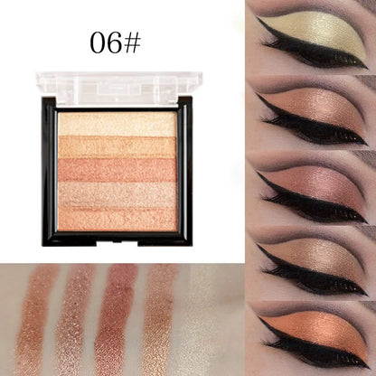 Highlight eye shadow plate for brightening and contouring with six colour options