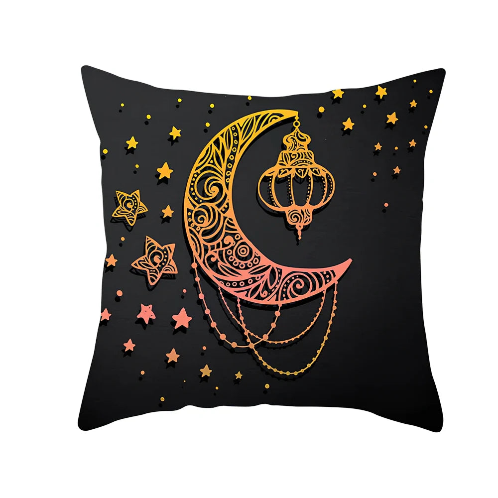 Single-sided digital printed peach skin pillowcase measuring 44cm for Ramadan Eid decor
