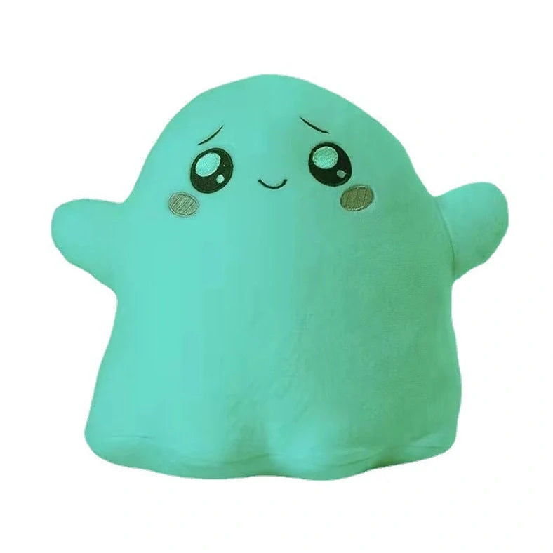 White Cloud Cat luminous ghost doll plush toy showing glow features with cotton texture, approximately 20-25cm height