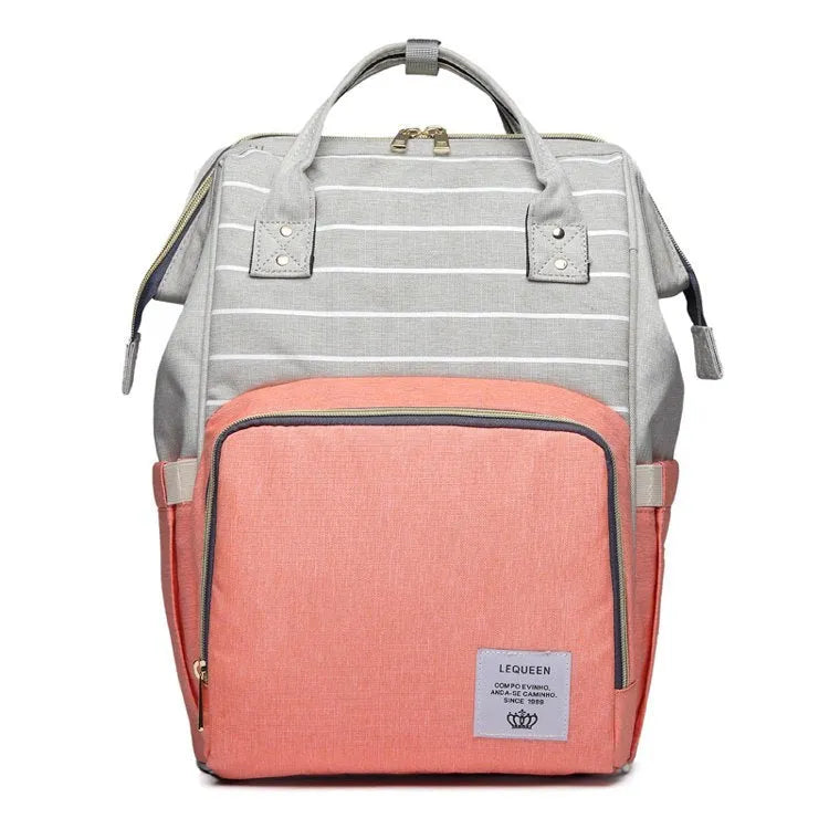 Oxford maternity nappy bag with 16-20L capacity, anti-theft design, bottle area, and multiple colour options
