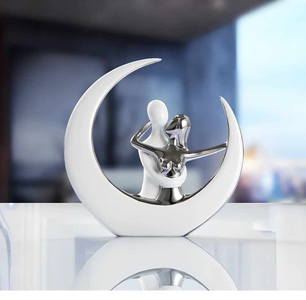 Ceramic photo frame with electroplated finish displaying character design elements