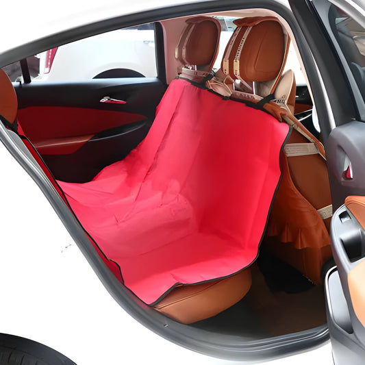 Black waterproof dog and cat car seat pad measuring 135x135cm on a vehicle seat.