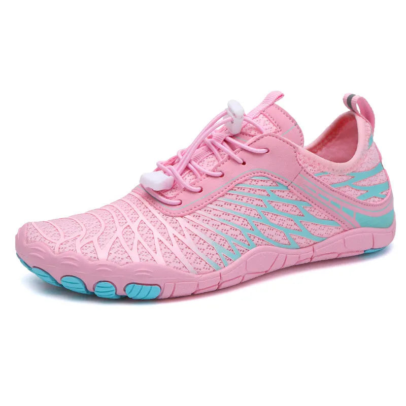 Men's outdoor sports shoes with lace-up front, breathable gauze lining, and non-slip rubber soles in multiple colour options
