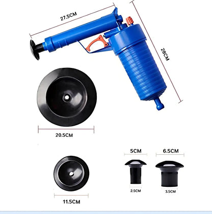 Haute Pression Air Drain Blaster tool with four rubber suckers for clearing blocked toilets, sinks, and showers
