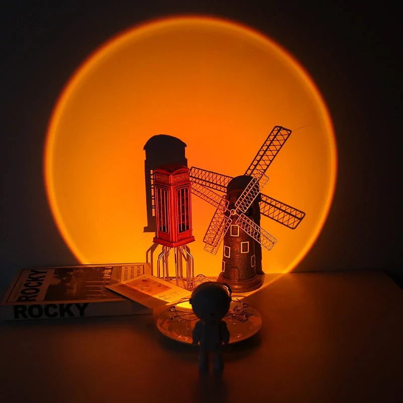 Rechargeable Astronaut Robot Rainbow Projection Sun Lamp with customizable sunset colors