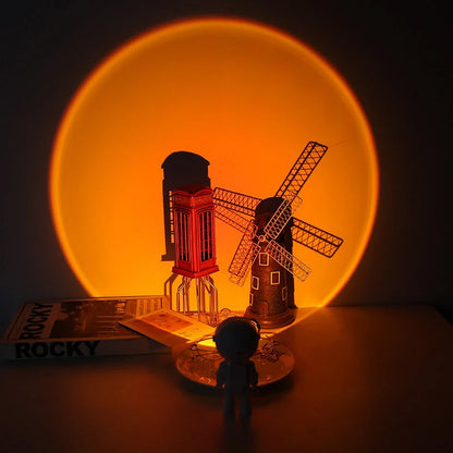 Rechargeable Astronaut Robot Rainbow Projection Sun Lamp with customizable sunset colors