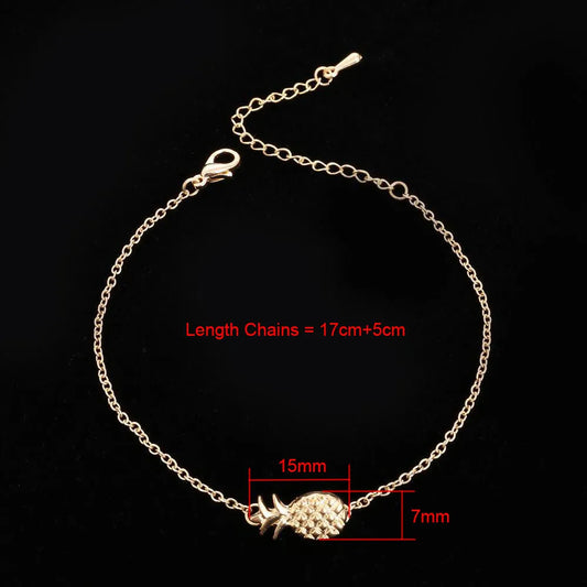 Adjustable alloy pineapple bracelet in B178 Gold or Silver finish with 18-22cm length