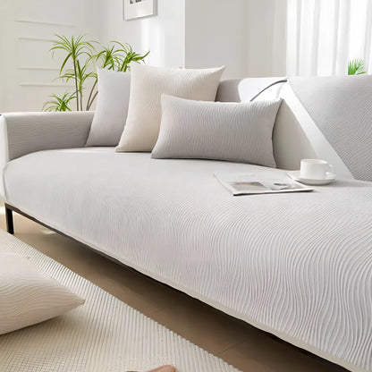 Four Seasons anti-slip sofa cover in chenille fabric with non-slip backing for leather protection