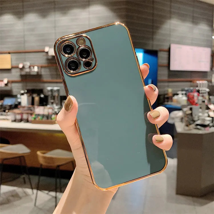 Luxury solid colour electroplated phone case for iPhone 13 with geometric graffiti design