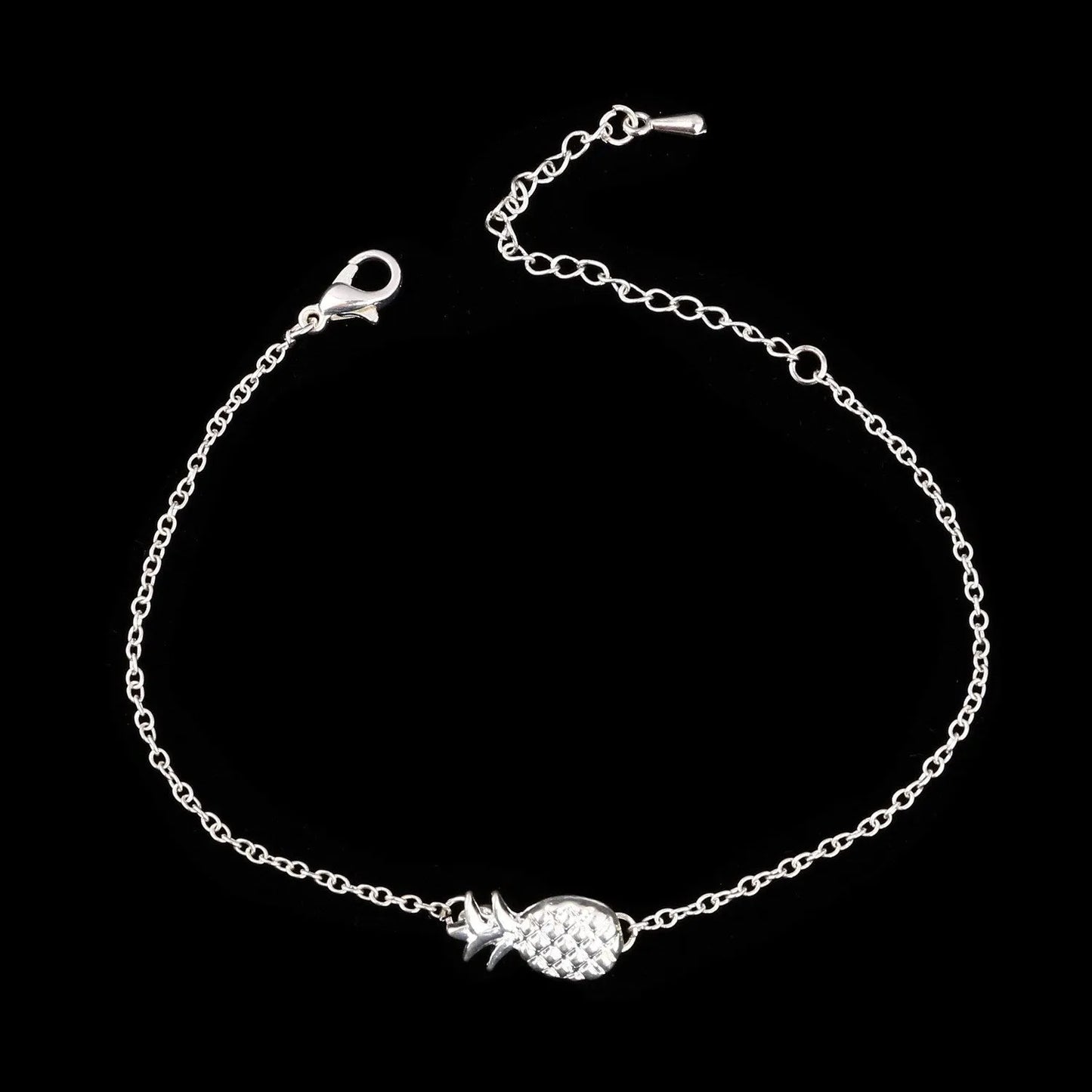 Adjustable alloy pineapple bracelet in B178 Gold or Silver finish with 18-22cm length