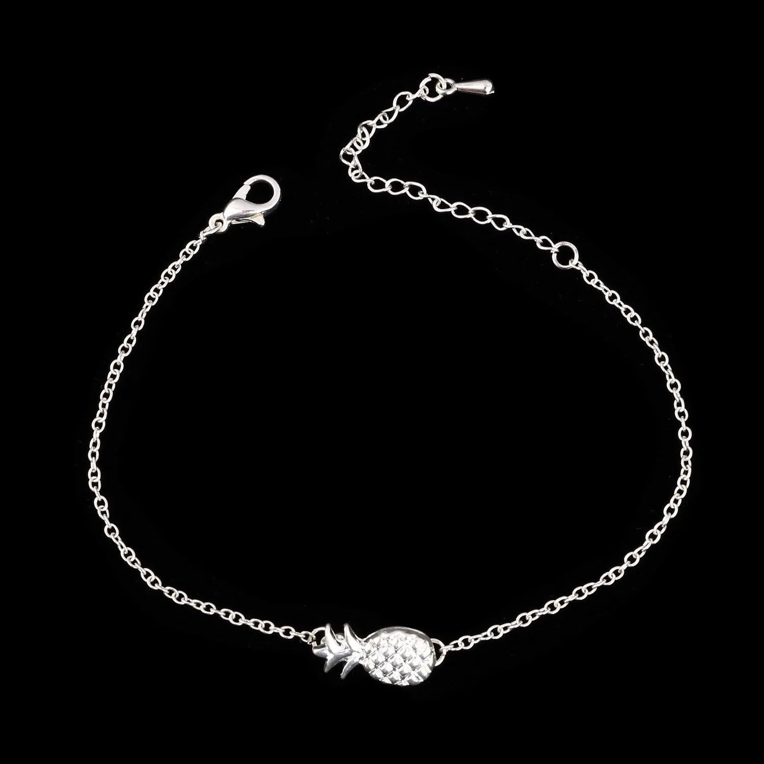 Adjustable alloy pineapple bracelet in B178 Gold or Silver finish with 18-22cm length