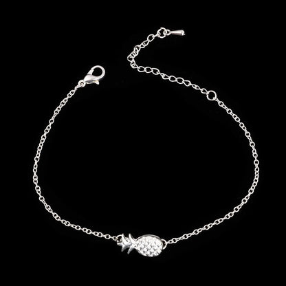 Adjustable alloy pineapple bracelet in B178 Gold or Silver finish with 18-22cm length
