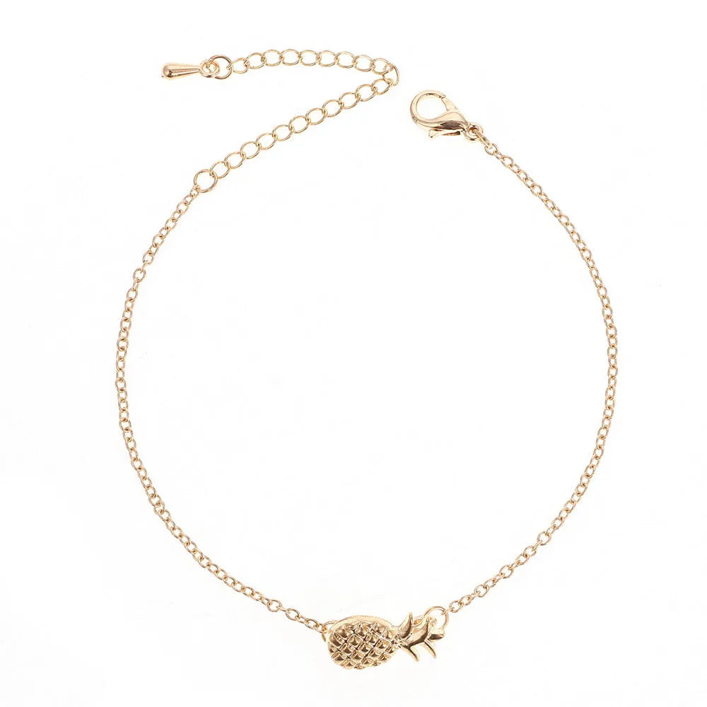 Adjustable alloy pineapple bracelet in B178 Gold or Silver finish with 18-22cm length