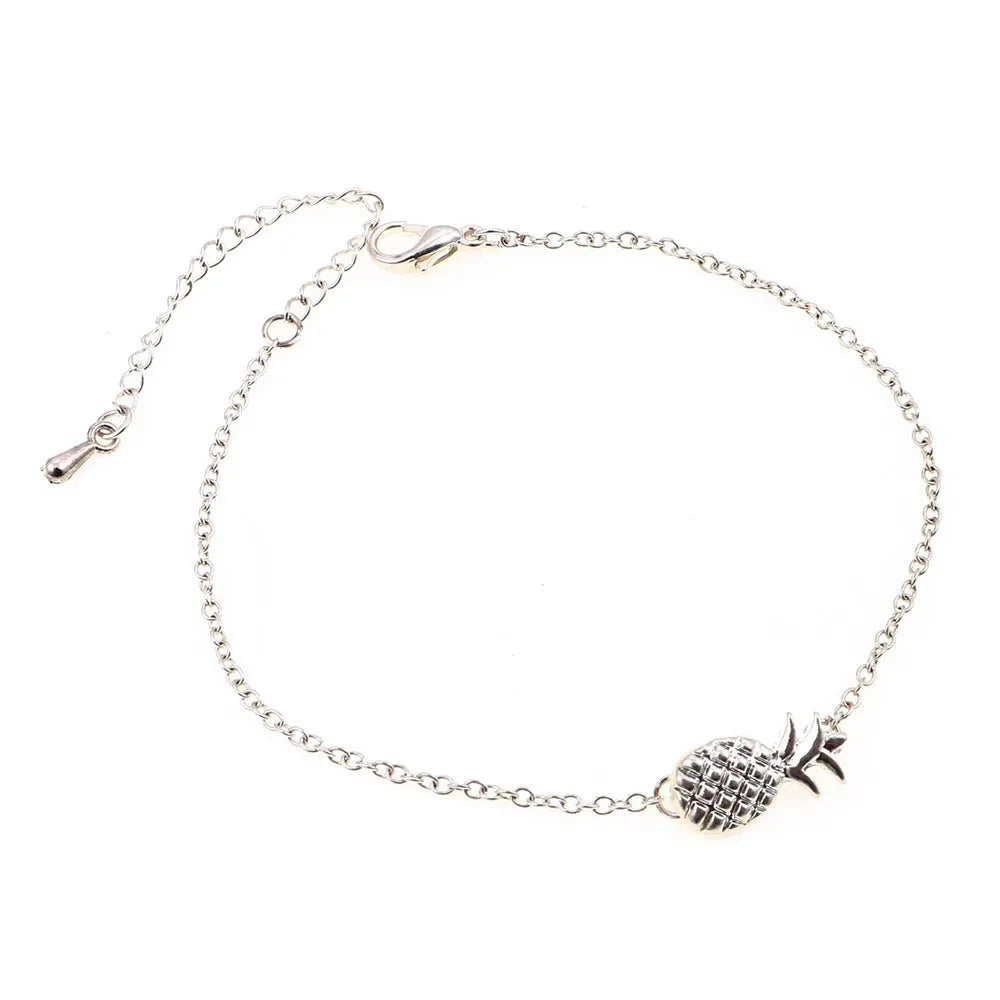 Adjustable alloy pineapple bracelet in B178 Gold or Silver finish with 18-22cm length