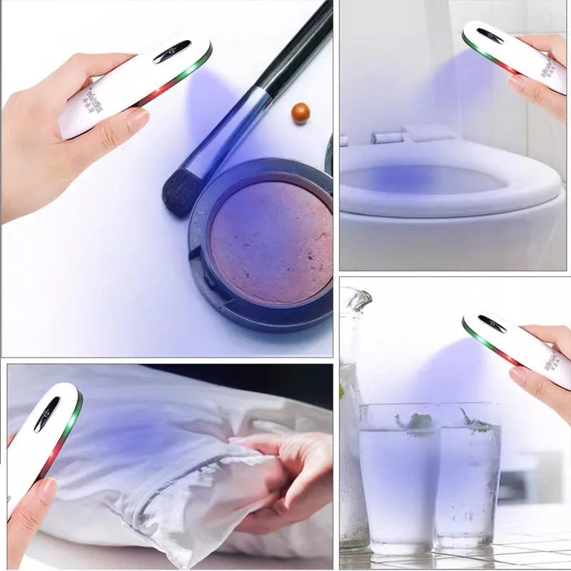 Compact UV disinfection lamp with USB cable, perfect for sterilizing small items on the go