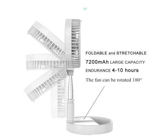Portable USB Rechargeable Fan with 4 Adjustable Speeds, Powerful Airflow, and Long-Lasting Battery for Indoor and Outdoor Use