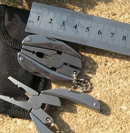 Compact mini multi-tool pliers with 2Cr13 steel construction for durability