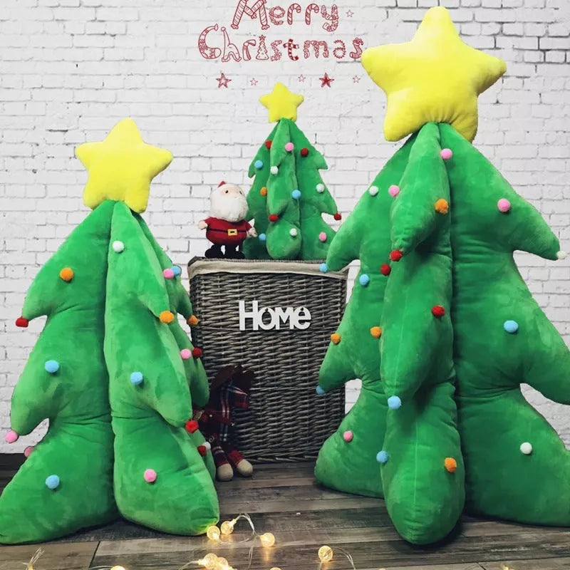 Plush Glowing Music Christmas Tree Pillow in vibrant green with luminous design