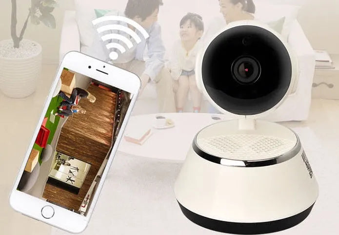 Wireless IP camera 720P HD with night vision, motion detection, two-way audio, Micro SD slot, ABS plastic, 9x9x12cm