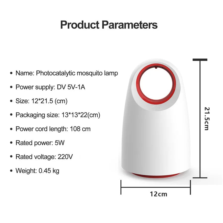Black or white USB-powered mosquito killer with UV LED light and knitted insect box