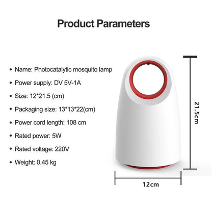 Black or white USB-powered mosquito killer with UV LED light and knitted insect box