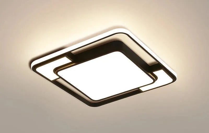 White square LED ceiling lamp with a modern design for bedroom or living room lighting