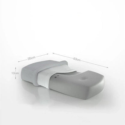 Premium memory foam neck massage pillow with adjustable loft and breathable knitted cotton cover for comfortable, pain-relieving sleep