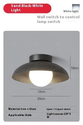 Nordic minimalist ceiling lamp in moon white or obsidian black with LED lighting options