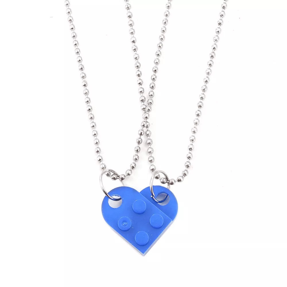 Valentine's Day heart stitching acrylic couple necklace with adjustable chain