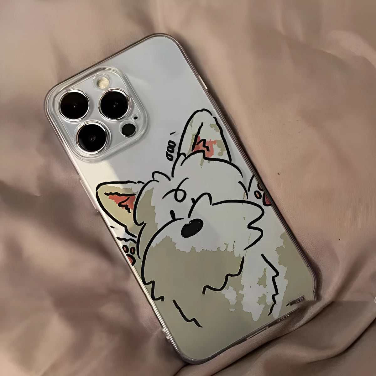 Cartoon cute puppy transparent silicone phone case for iPhone models