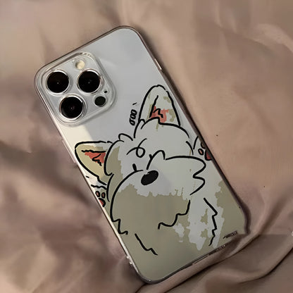Cartoon cute puppy transparent silicone phone case for iPhone models