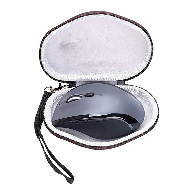 Black mouse protection sleeve case with grey interior for Logitech M720 measuring 14x9.8x5.5 cm