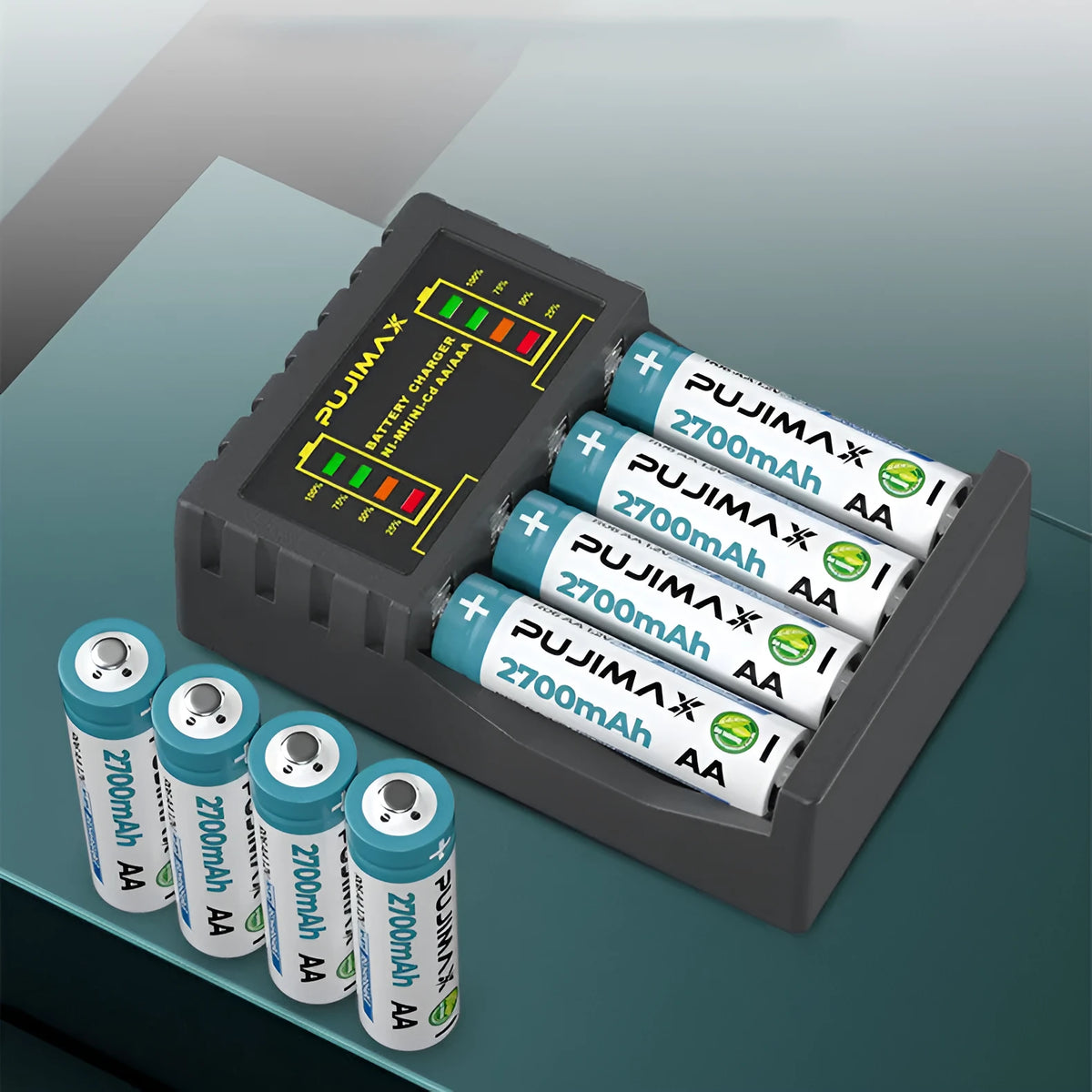 Black household Ni-MH battery charger with screen display for AA and AAA rechargeable batteries, American plug