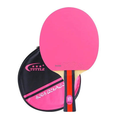 Wood table tennis racket with high elastic rubber surface and matching protective storage bag in choice of colours