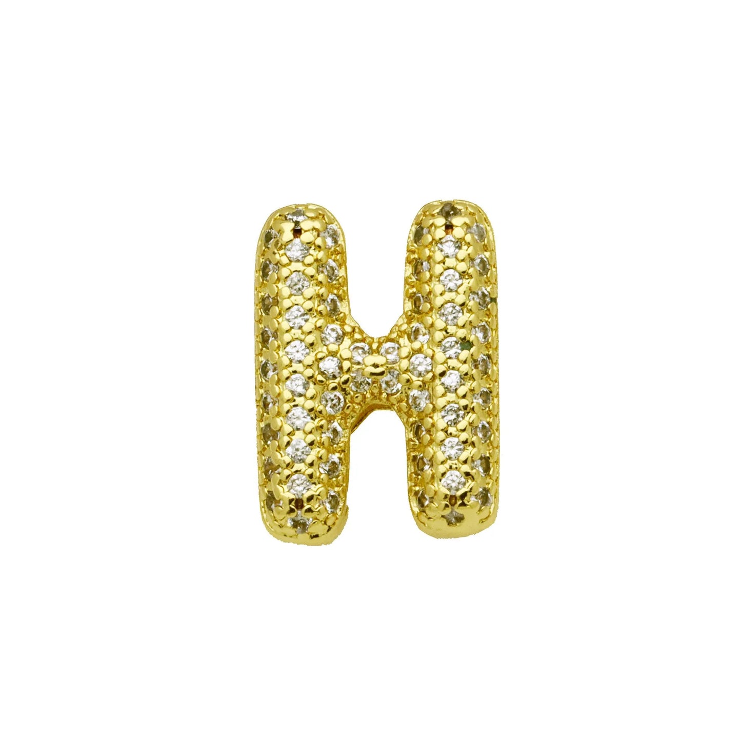 Retro style copper bracelet with English letter charm featuring micro inlaid zirconium stones in gold plating