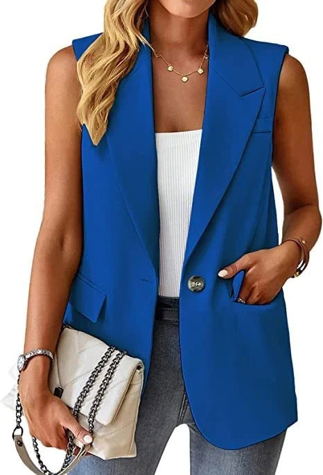 Women's loose fit sleeveless suit vest in various colors